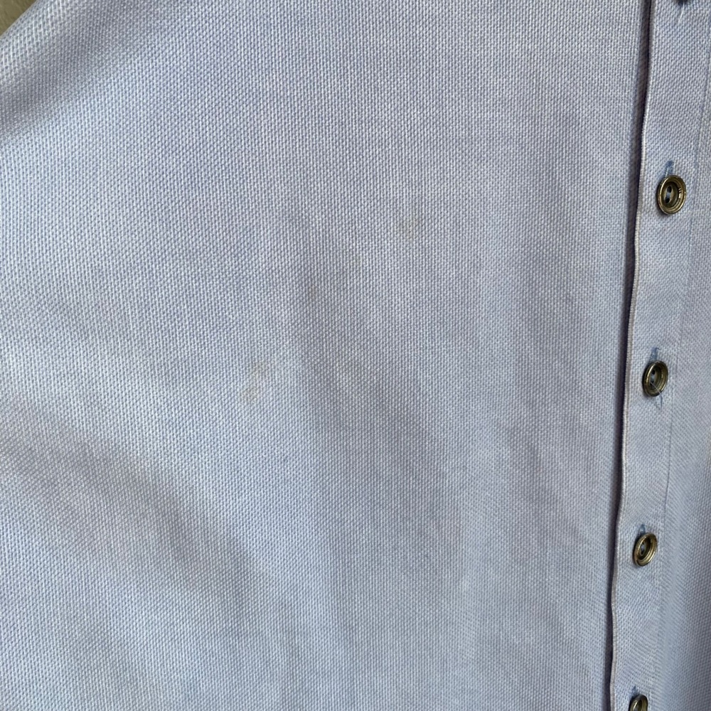 FLAX Mens Button Down Shirt SZ M Blue 100% Cotton Corduroy Long Sleeve Casual - Picture 7 of 9